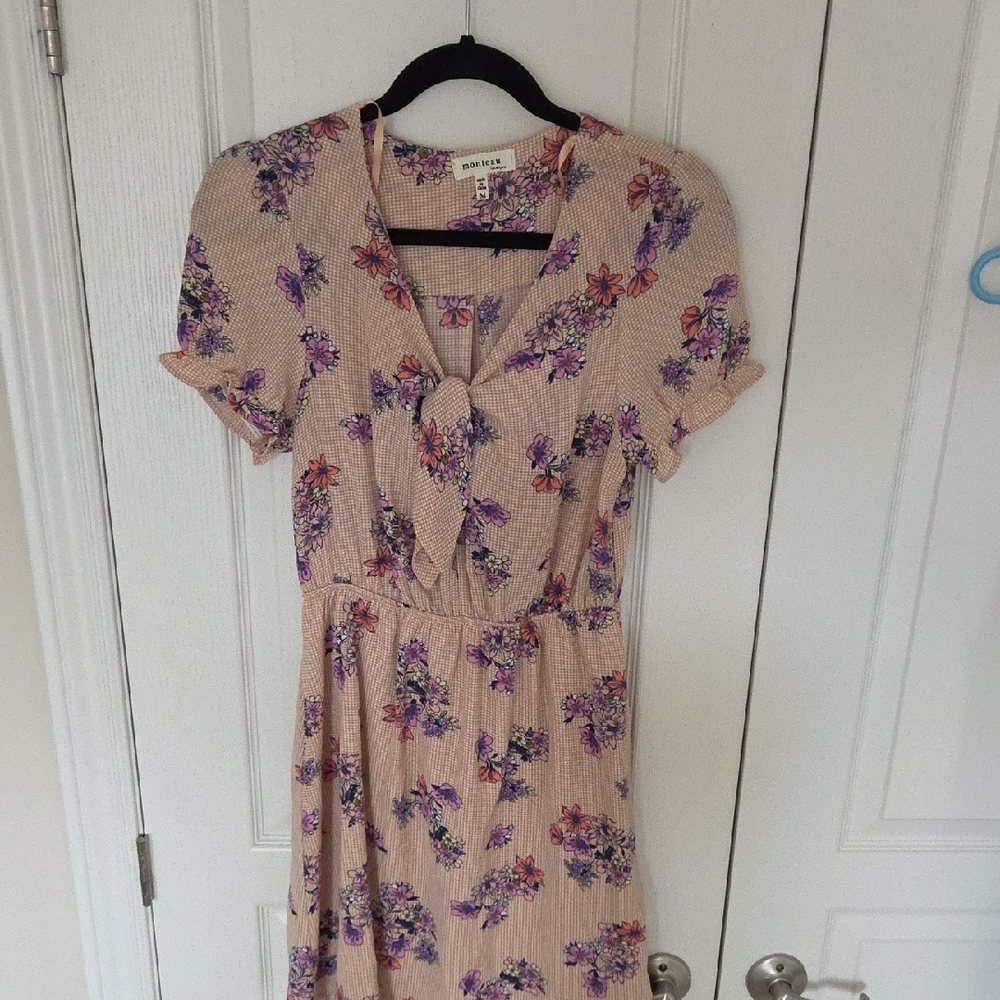 New Look Cream and Purple Floral Midi Dress